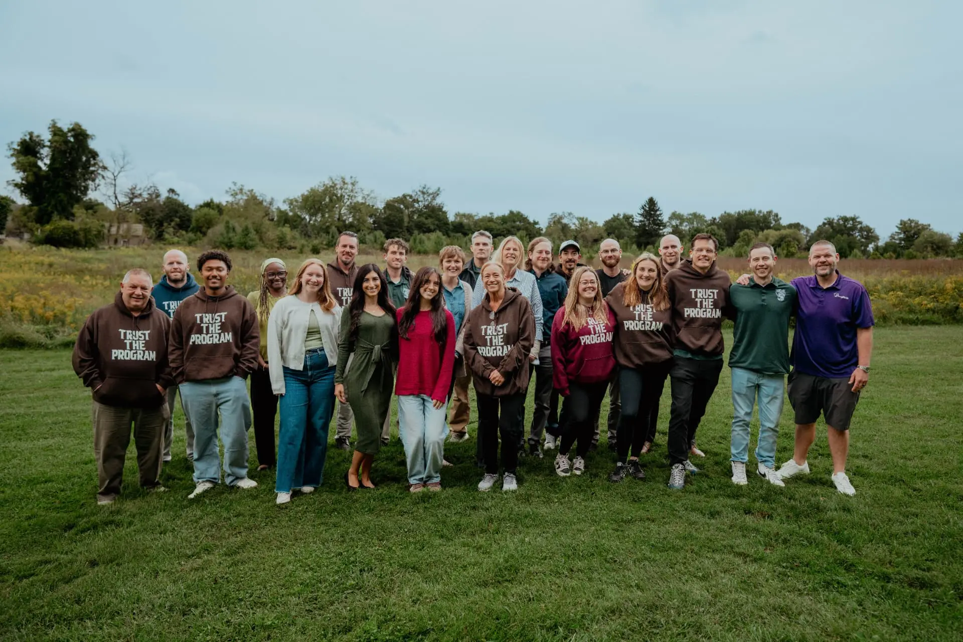 The Pennsylvania Recovery Center staff standing together outdoors as one team